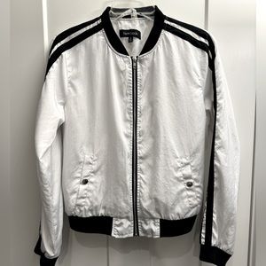 Black And White Striped Bomber Jacket Size Medium